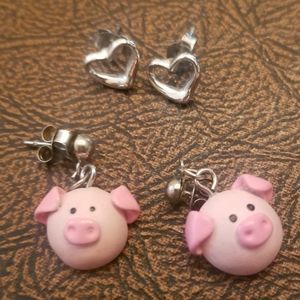 Pig and Hearts Earrings